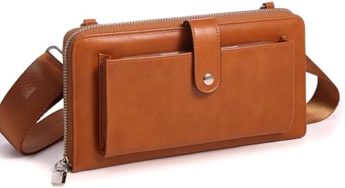 RFID Crossbody Wallet Wristlet Purse for Women,Vegan Leather Small Clutch with Phone Pocket Multiple Credit Card Slots