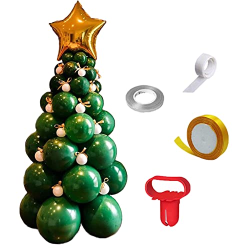 75pcs Christmas Balloons Garland Arch Kit Merry Christmas Banner,Santa Claus and Snowman Balloons Christmas Party Balloons Xmas Holiday Party Decor (Tree)