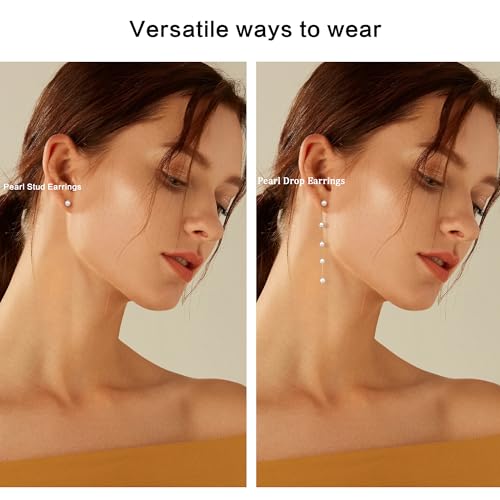 FUNRUN JEWELRY Pearl Necklace and Drop Earrings Set - 14K Gold Plated Pearl Bracelets