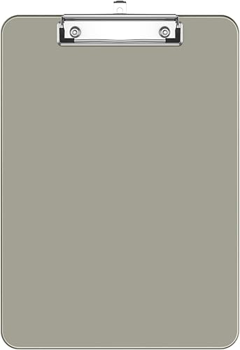 Rimilak Portapapeles de plástico con clip de metal de perfil bajo, tablero translúcido, 12.5 x 9 pulgadas tamaño carta, suministros de oficina, Negro