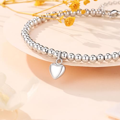 UNGENT THEM Silver Heart Charm Bracelet for Sister, Best Friends, Bestie, Daughter, Granddaughter, Niece, Birthday Christmas Valentines Day Gifts for Women3