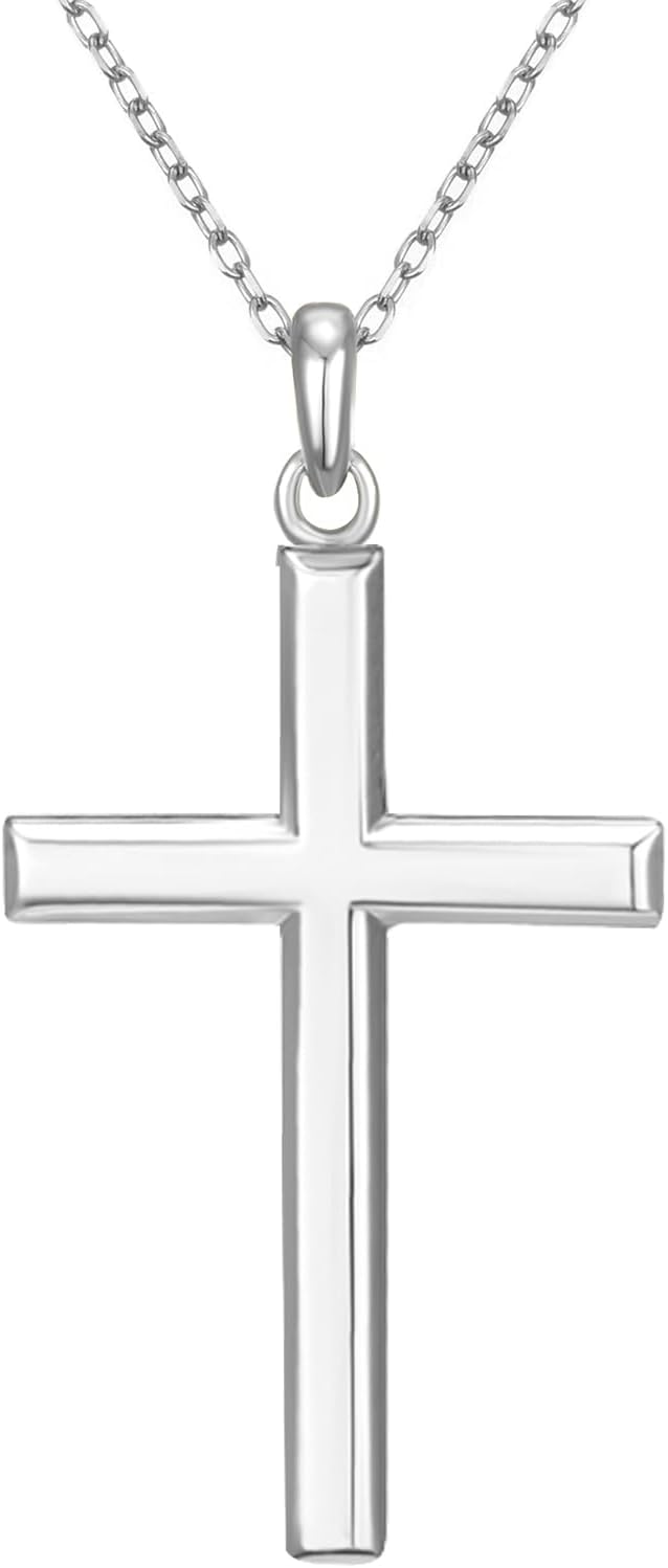 NORBU S925 Cross Necklace for Women, 18K Gold Plated Womens Cross Necklaces with 18/20 inch Chain, Sterling Silver Cross Pendant Dainty Christian Jewelry Catholic Religious Gift for Her