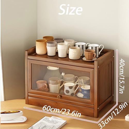 Contenedor de pan de madera de 2 capas y gabinete para cocina 6