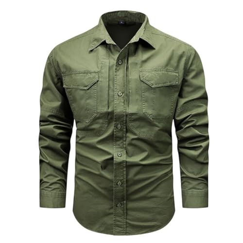 Chemise cargo en coton haut de gamme coupe ample à manches longues