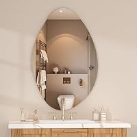 Hasipu Unregelmäßiger Wandspiegel Asymmetrischer Spiegel, 91 x 60 cm Dekorativer Einzigartiger Rahmenloser Spiegel für Schlafzimmer Badezimmer Wohnzimmer Eingangsbereich, Moderne Wanddekoration – Ansicht 8