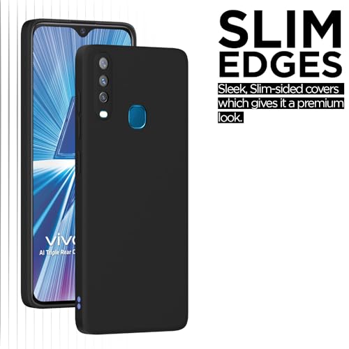 Image of Outlouders Back Cover for Vivo Y12 / Vivo Y15 / Y17 / Vivo U10 | Camera Protection | Durable Soft Matte Silicone Bumper Case (Black)