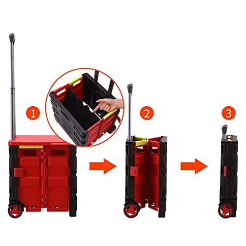 N+Z Einkaufstrolley Transport Trolley, Einkaufswagen Kunststoff Faltbar mit Deckel, Supermarkt Schwere Kapazität… – Bild 3