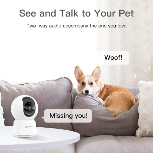 360° View 2K Pet Camera with Phone App 2 Pack, Indoor Security Camera, Baby Monitor, Motion Tracking, Pan/Tilt, Night Vision, Two-Way Audio, Works with Alexa, 2.4G WiFi Only (P2T 2PC) - Image 6