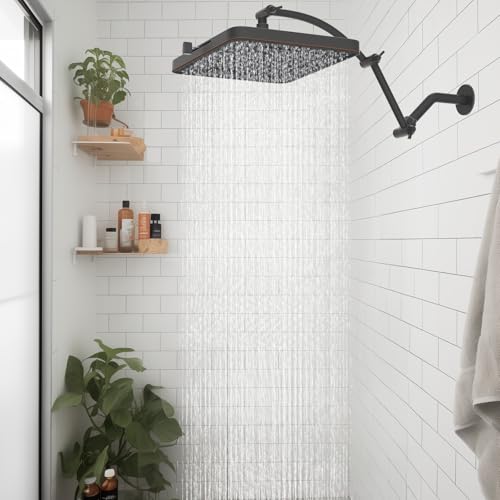 Hibbent Rain Shower Head, 13'' High Pressure Rainfall 5 Spray Mode Showerhead with 16" Shower Head Extension Arm, Brass Adjustable Shower Arm Extender, Waterfall fixed Showerheads, Oil Rubbed Bronze by Hibbent - Used condition - Image 7