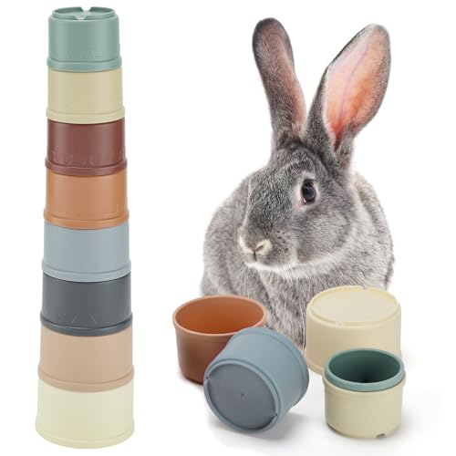 MEWTOGO 8 Pcs Stacking Cups for Rabbits - Multi-Colored Reusable ...