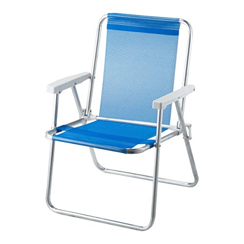 CADEIRA DE PRAIA ALTA ALUMÍNIO BEACH PREMIUM AZUL
