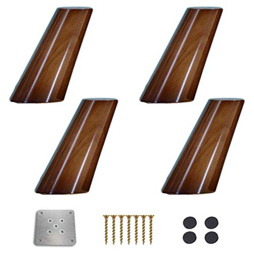 Pata de Mueble de Cocina Nogal,Pies de Repuesto de Madera Maciza, Pierna Del Sofá Cono Oblicuo 80u00b0,Silla/Mesa de Café/Cama/TV/Tocador/Mesa Pata,Con Placas de Montaje,Juego de 4(20cm)