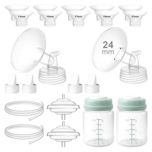 Image of Breast Pump Accessories Kit - 24mm Flange Set Compatible with Spectra S1 /S2 /Motif Luna, Includes Valves, Tubing, Inserts & Backflow Protectors