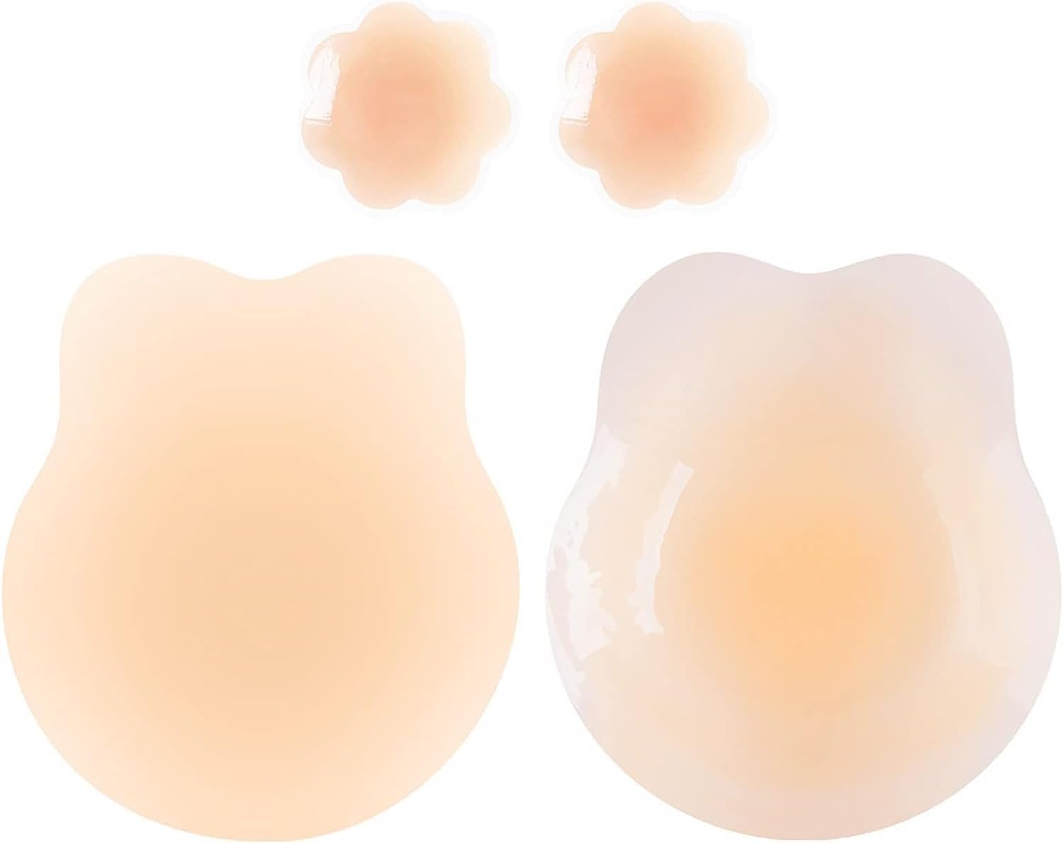 Suaoilblna Silicone Sticky Strapless Bra Push Up Ultra-Thin Petals Sticky Boobs, Adhesive Bras,Backless Strapless Bra, Light Yellow