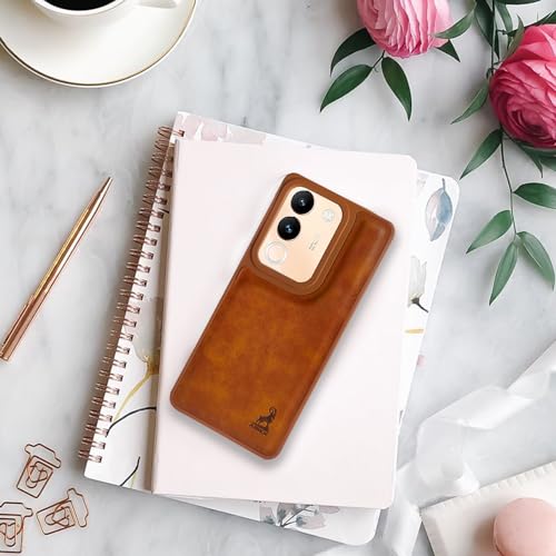 Image of AIBEX Shield Back Cover Case Compatible with Vivo V29e 5G Back Cover | Flexible Vegan Leather | Full Camera Protection | Raised Edges | Super Soft-Touch | Bumper Case
