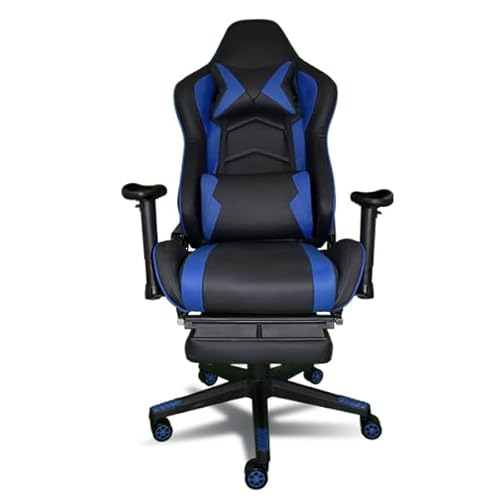 Tiendux Silla Gaming Ergonómica Con Altura Ajustable Respaldo Reclinable Altura Ajustable, Ruedas 360 . Ideal Para Teletrabajo Estudio Juego Ordenador Comodidad Y Versatilidad. Negro Y Azul