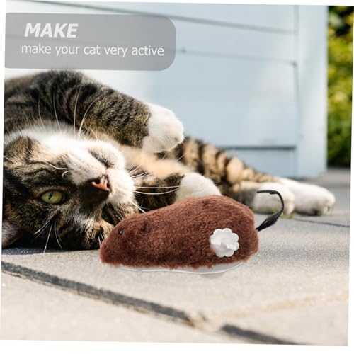 Juguete de ejercicio para gatos de peluche UPKOCH ratones de cuerda de plastico interactivos 3