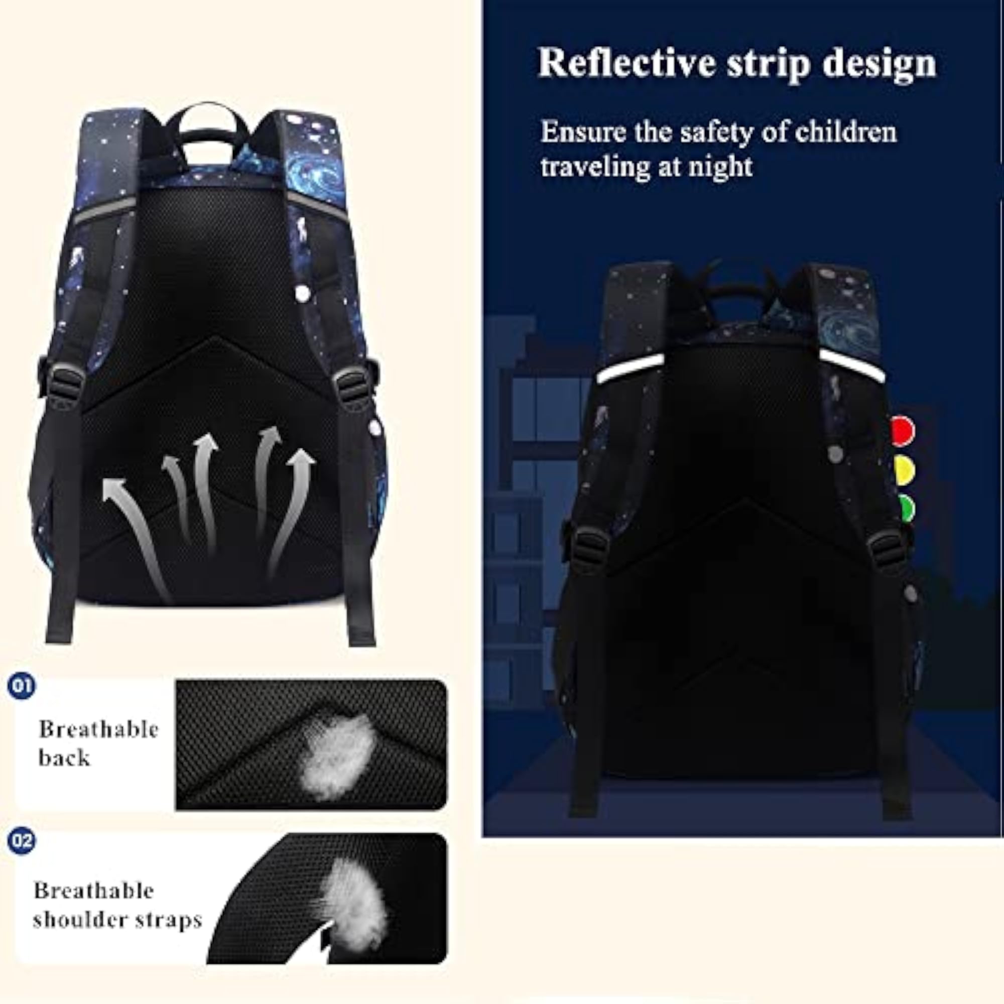 Galaxy Backpack for Boys with Lunch Box Set, 3Pcs