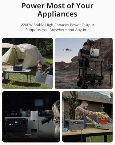DJI Power 1000 Portable Power Station, 1024Wh LiFePO4 Battery, 2200W (Peak 2600W) AC/140W USB-C Output, 23db Ultra-Silent, Solar Generator For Home Backup, Camping - 2