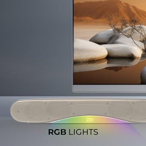 Image of RD SP-31 Finny Wireless Soundbar, Bluetooth V5.2 Connectivity, 16 Watts 2.0 Sounding of Functions 2X Extra Bass Speaker, Support BT /USB /TF /FM /LED Colorful Light 6 Hours Playback Time Beige