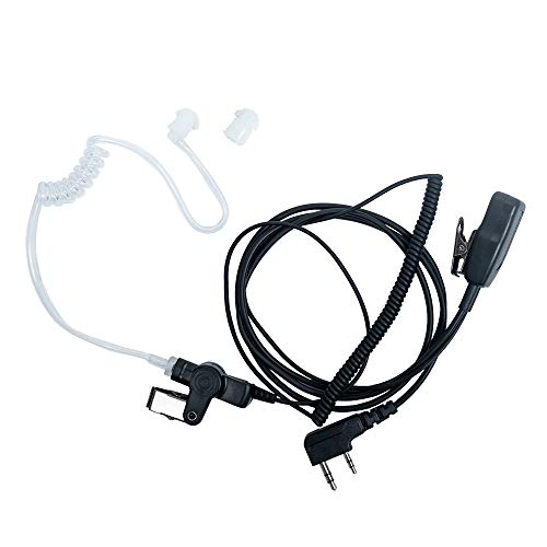 Klykon Walkie Talkie Earpiece,Covert Acoustic Tube Headset Earpiece with Mic Ptt Compatible with Baofeng UV-5R BF-888S BF-F8HP BF-F9 UV-82 UV-82HP UV-82C Kenwood Walkie Talkies 2 Way Radio 2 Pin