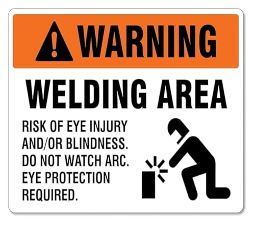 Classic Work Welding Zone Alert Tin 12x8 Inch | High contrast lettering visible from across the entire room
