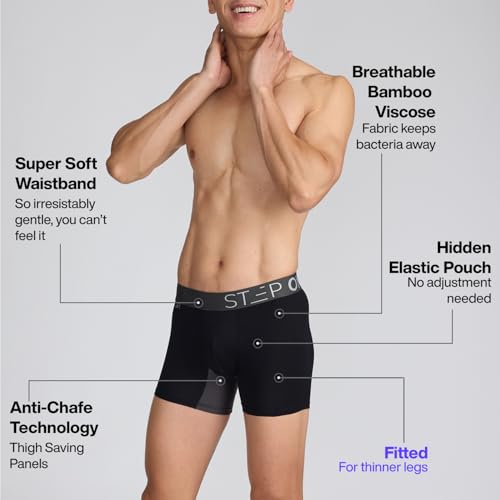 STEP ONE Mens Underwear Trunk Briefs, 3 Pairs, Viscose from Bamboo Underwear, Moisture Wicking 3D Pouch + No Ride Up Trunks3