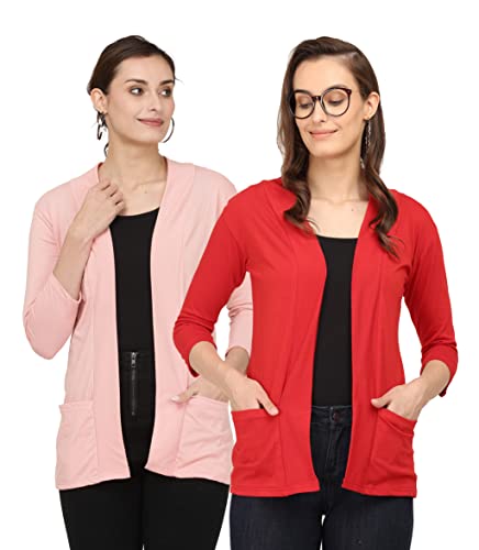Image of Women's Cotton Shrugs with Pockets, Summer Shrugs for Ladies, Pack of Two