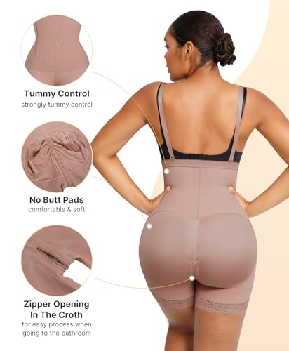 Image of SHAPELLX Faja Colombianas Side Zipper Tummy Control Postpartum Shapewear | Butt Lift Body Shaper, 3-Layer Firm Compression, Side Zipper Easy Wear, Open Crotch, Adjustable Straps, Daily & Postpartum