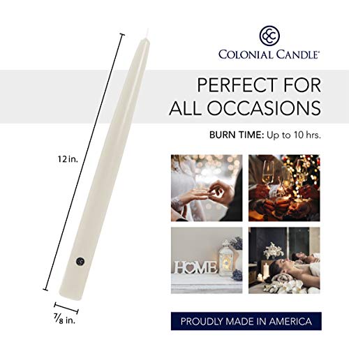 Colonial Candle 4571 Unscented Taper Candle, Hand-Dipped, Drip-Less & Smokeless, Premium Wax With Cotton Wick, Multi, 12 In thumb #2