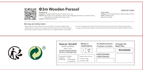 شمسية باراسول ماركت بعمود تثبيت خشبي للحديقة والفناء بتصميم مستدير للحماية من الأشعة فوق البنفسجية 50+ من سيكي، 3 م