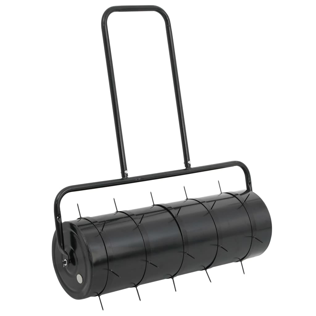 Gecheer Rodillo para Césped con Aireador de 5 Abrazaderas - Hierro, 63L, para Jardineros - Negro, Montaje Sí