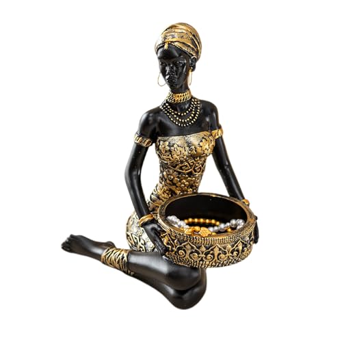 Generico Statues Africaines Pour Décoration De La Maison,Organisateur De Table En Résine | Plateau De Rangement Avec Des Figures De Femme Africaine,Pour...