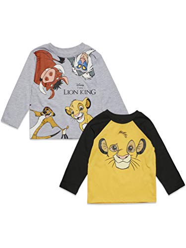 Disney The Lion King Big Boys 2 Pack Long Sleeve T-Shirts Grey/Yellow 7-8