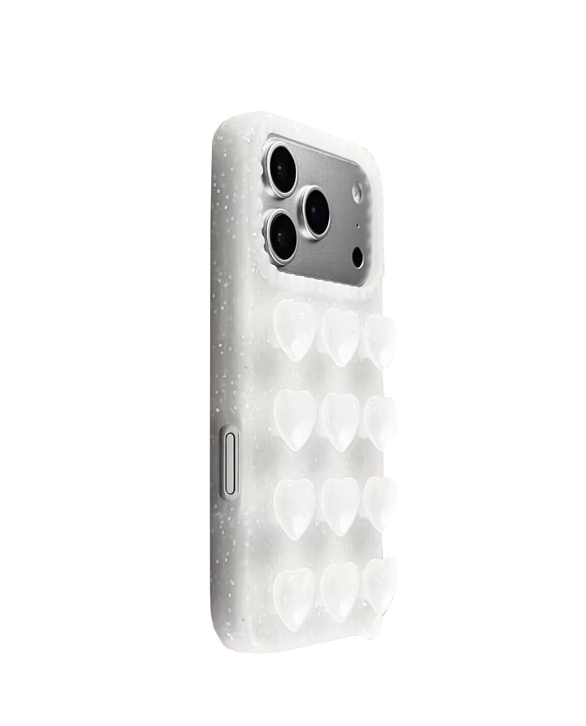 Photo 1 of Danglyld Suction Cup Case for iPhone 17 Pro Max, Cute Love Heart Candy Liquid Silicone Women Girls Hands-Free Glitter Shiny Shockproof Protective Cover Phone Case for iPhone 17 Pro Max-White