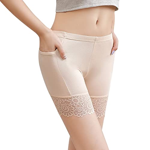 Solide Damenhose Glare Lace Splice Non Rolling Plus Size Leggings Enge Unterwäsche Tasche Kurze Hose Kurze Hose Mit Spitze Cover