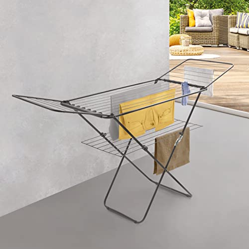 Séchoir à linge à ailes Panarea Onyx Metaltex avec double grille extensible