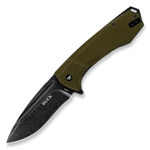 Buck Knives 713 Ruckus Folding Pocket Knife, EDC Knife with Pocket Clip, 3.5” Drop Point Blade, Frame Lock Design, Anodized Aluminum Handle, D2 Steel, Green, 5.35 oz