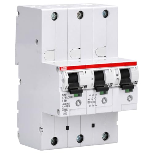 ABB S751/3DR-E50 SLS-Schalter 50 A 3-polig selektiver Haupt-Sicherungsautomat E-Charakteristik 25 kA für DIN-Hutschiene S750DR-Serie 2CDH781001R2502