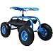 HEIGHYOXP Rolling Garden Scooter with Swivel Seat and Tool Tray - Heavy-Duty Steel Frame, 360° Adjustable Seat, Large Wheels for All Terrains (Blue)