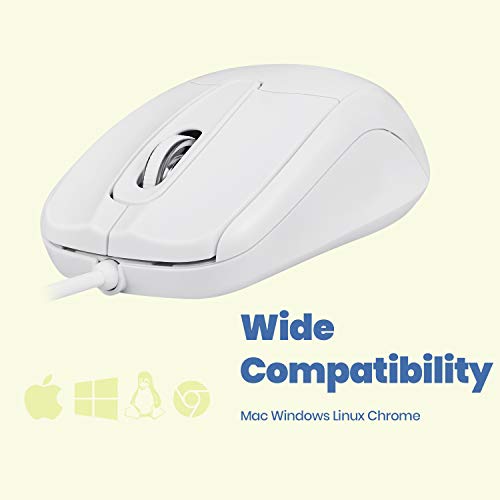 Perixx Perimice-209 U, Wired Usb Optical Mouse With Scroll Wheel And 1000 Dpi, White (11832) #TOP1