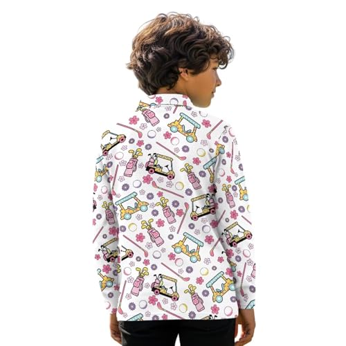 Boys Golf Shirts 3-16Y Kids 1/4 Button Collared Long Sleeve Golf Tops Fall Graphic Tennis Shirts Activewear2