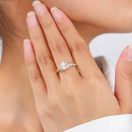 1CT Solitaire Moissanite Rings for Women, Sterling Silver Rings Pear Cut Engagement Ring Wedding Bands for Women, Eternity Promise Ring for Her Size 3-103