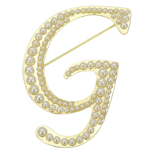 Image of PATIKIL Letter Brooch Pins, Pearl Initial Alphabet Letter Lapel Badges Pin for Women Men Girl Wife Suits Clothes Dress Bouquet Coat Hat Bag Craft Party
