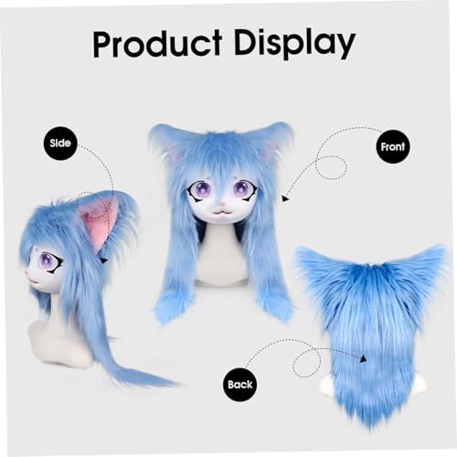 Masque Kigurumi chat bleu confortable pour festivals de cosplay - 3