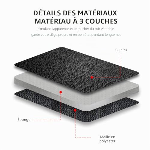 Housse de sieges auto simili-cuir de qualité supérieure finition rouge - 4