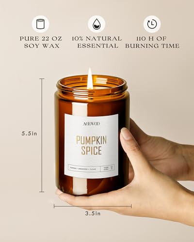 Image of AOOVOO Pumpkin Spice Candles - 22 oz Scented Candles, Aromatherapy Candle, Soy Candle for Home Scented