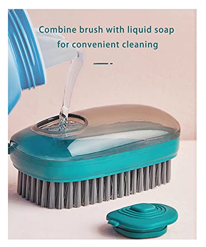 Image of Soft Cleaning Brush Hand Broom for Car /Bed /Couch /Draft /Garden /Furniture /Clothes Bedspread Carpet Cleaning Brush, Cleaning Brush with Soap Dispenser Scrub Brush,Washing Brush,Green(Pack of 2)