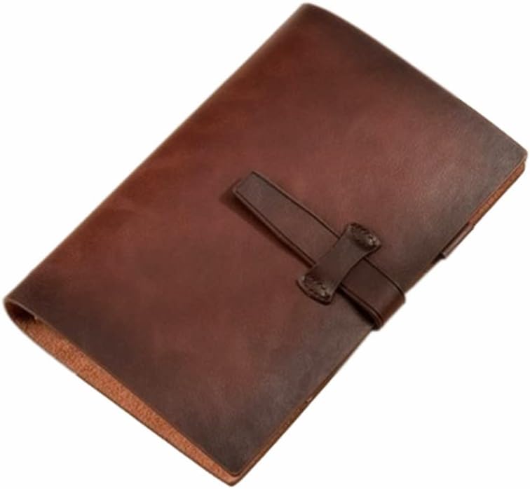 System Handbag Genuine Leather Notebook A6 Size Genuine Leather Notebook Cover Leather Hand-Stitched Handmade Original 2 Colors Notebook Memo Card Storage Business Office Supplies Graduation