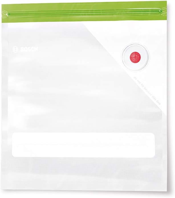 Bosch Vakuum-Frischhaltebeutel Set MSZV0FB1, 10 Stück je 1,2l, Zubehör für Bosch Stabmixer Vakuum-Pumpe/VitaPower Serie 8, BPA-frei, Vakuumieren für Sous Vide Garen, Zip-Verschluss, spülmaschinenfest
